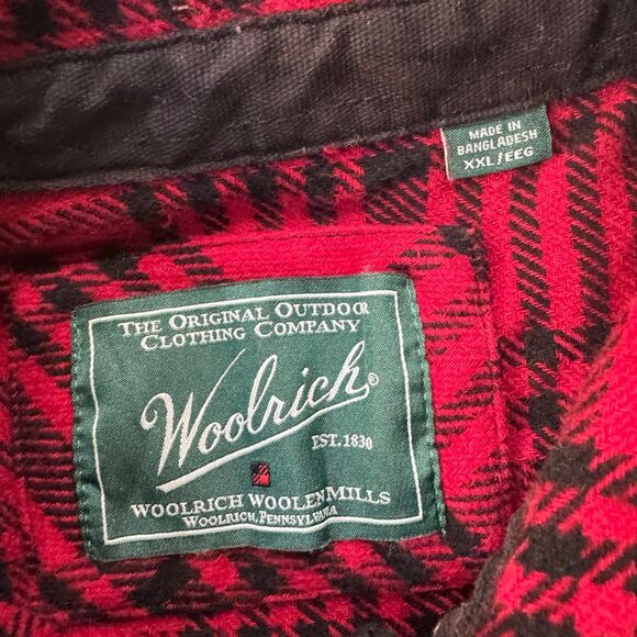 VINTAGE Woolrich Plaid Flannel Long Sleeves Shirt Shacket Men XL Red - Picture 2 of 9